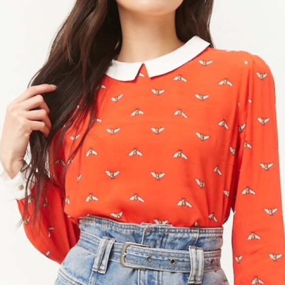 Bzzzzz 🌼🐝 Collared Bee Top Long sleeve